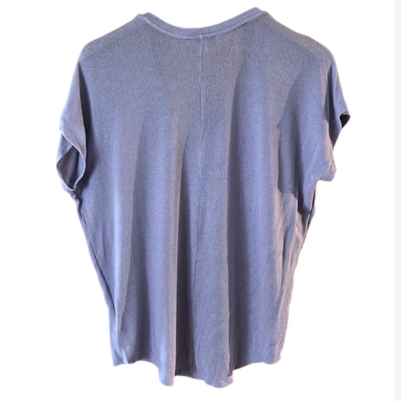 Express One Eleven Blue V-Neck Top Oversized Size Medium Short Sleeve - Picture 2 of 7